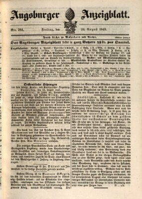 Augsburger Anzeigeblatt Freitag 24. August 1849