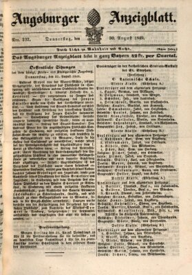 Augsburger Anzeigeblatt Donnerstag 30. August 1849