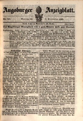 Augsburger Anzeigeblatt Montag 3. September 1849