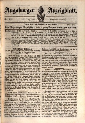 Augsburger Anzeigeblatt Freitag 7. September 1849