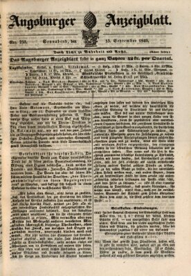 Augsburger Anzeigeblatt Samstag 15. September 1849