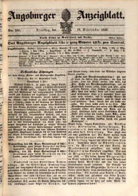 Augsburger Anzeigeblatt Dienstag 18. September 1849