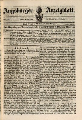 Augsburger Anzeigeblatt Mittwoch 19. September 1849