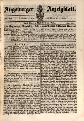 Augsburger Anzeigeblatt Samstag 22. September 1849