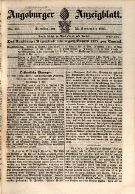 Augsburger Anzeigeblatt Dienstag 25. September 1849