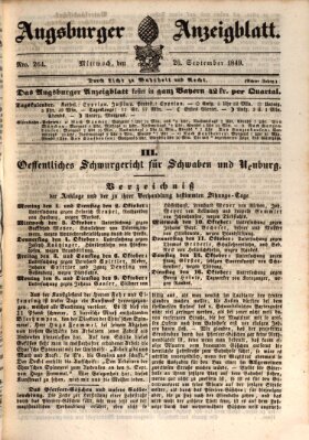 Augsburger Anzeigeblatt Mittwoch 26. September 1849