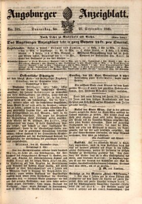 Augsburger Anzeigeblatt Donnerstag 27. September 1849