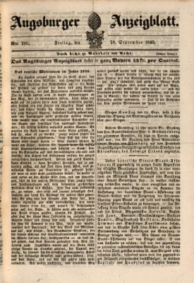 Augsburger Anzeigeblatt Freitag 28. September 1849