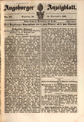 Augsburger Anzeigeblatt Sonntag 30. September 1849