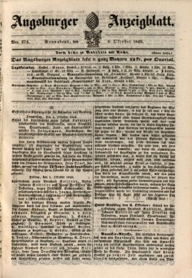 Augsburger Anzeigeblatt Samstag 6. Oktober 1849