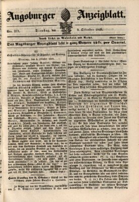 Augsburger Anzeigeblatt Dienstag 9. Oktober 1849