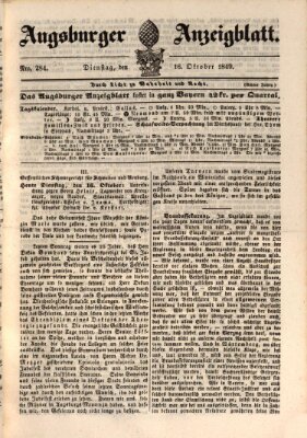 Augsburger Anzeigeblatt Dienstag 16. Oktober 1849