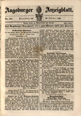 Augsburger Anzeigeblatt Samstag 20. Oktober 1849