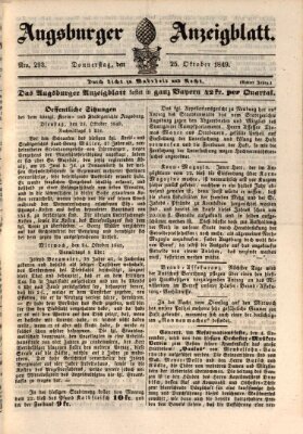 Augsburger Anzeigeblatt Donnerstag 25. Oktober 1849