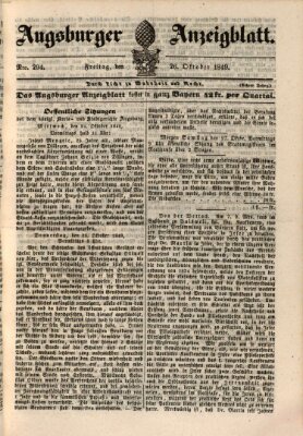 Augsburger Anzeigeblatt Freitag 26. Oktober 1849