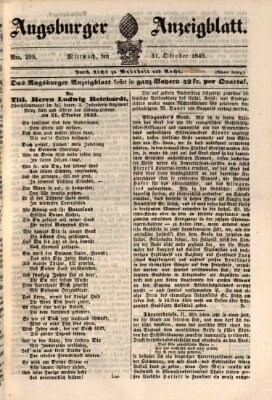 Augsburger Anzeigeblatt Mittwoch 31. Oktober 1849