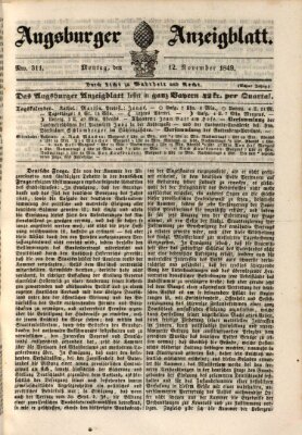 Augsburger Anzeigeblatt Montag 12. November 1849