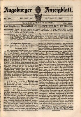 Augsburger Anzeigeblatt Mittwoch 14. November 1849