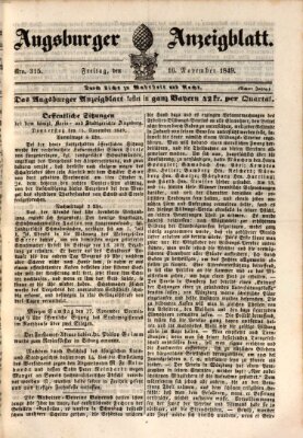 Augsburger Anzeigeblatt Freitag 16. November 1849