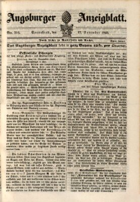 Augsburger Anzeigeblatt Samstag 17. November 1849