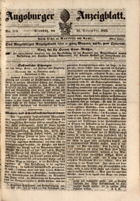 Augsburger Anzeigeblatt Dienstag 20. November 1849