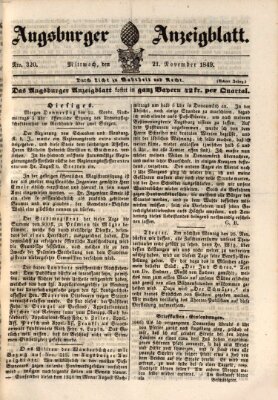 Augsburger Anzeigeblatt Mittwoch 21. November 1849