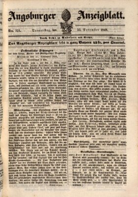 Augsburger Anzeigeblatt Donnerstag 22. November 1849