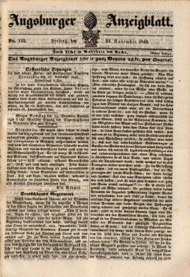 Augsburger Anzeigeblatt Freitag 23. November 1849