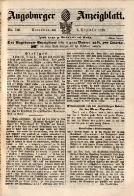 Augsburger Anzeigeblatt Samstag 1. Dezember 1849