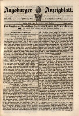 Augsburger Anzeigeblatt Freitag 7. Dezember 1849