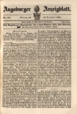 Augsburger Anzeigeblatt Montag 10. Dezember 1849