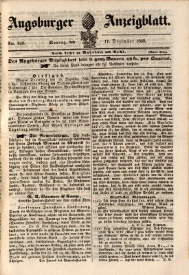 Augsburger Anzeigeblatt Montag 17. Dezember 1849