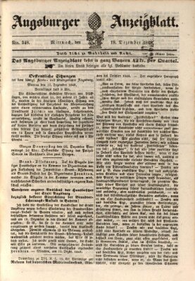 Augsburger Anzeigeblatt Mittwoch 19. Dezember 1849