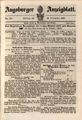 Augsburger Anzeigeblatt Freitag 28. Dezember 1849