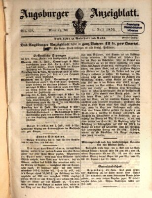 Augsburger Anzeigeblatt Montag 1. Juli 1850