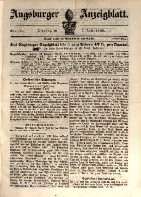 Augsburger Anzeigeblatt Dienstag 2. Juli 1850