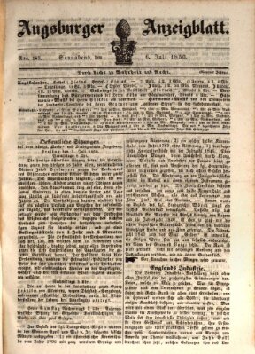 Augsburger Anzeigeblatt Samstag 6. Juli 1850