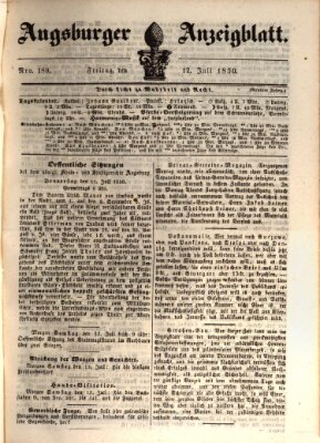 Augsburger Anzeigeblatt Freitag 12. Juli 1850