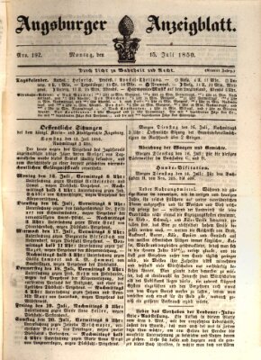 Augsburger Anzeigeblatt Montag 15. Juli 1850