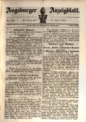 Augsburger Anzeigeblatt Mittwoch 17. Juli 1850