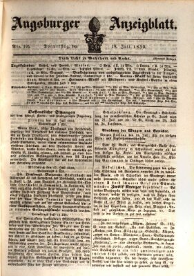 Augsburger Anzeigeblatt Donnerstag 18. Juli 1850