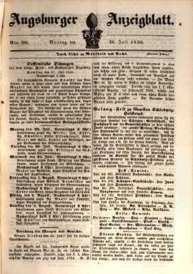 Augsburger Anzeigeblatt Montag 29. Juli 1850