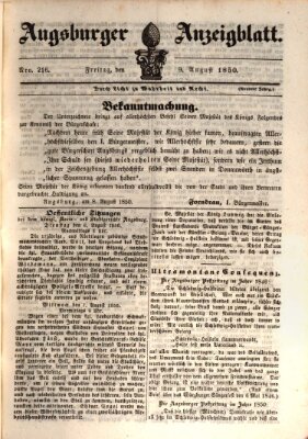 Augsburger Anzeigeblatt Freitag 9. August 1850