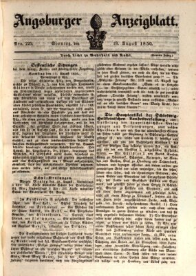 Augsburger Anzeigeblatt Sonntag 18. August 1850