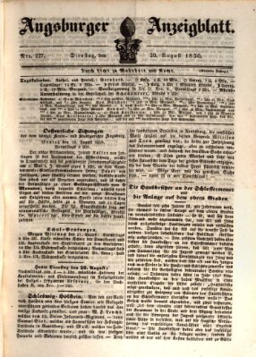 Augsburger Anzeigeblatt Dienstag 20. August 1850