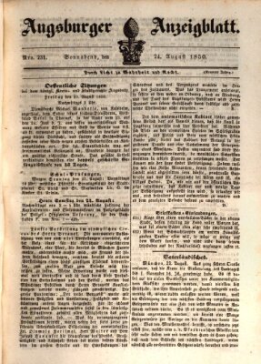 Augsburger Anzeigeblatt Samstag 24. August 1850