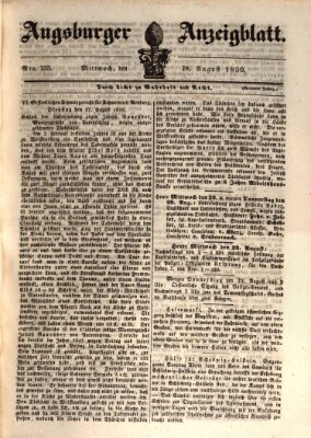 Augsburger Anzeigeblatt Mittwoch 28. August 1850