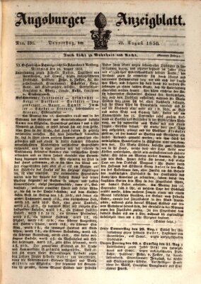 Augsburger Anzeigeblatt Donnerstag 29. August 1850