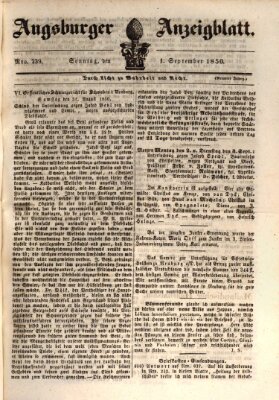 Augsburger Anzeigeblatt Sonntag 1. September 1850