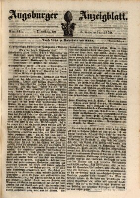 Augsburger Anzeigeblatt Dienstag 3. September 1850